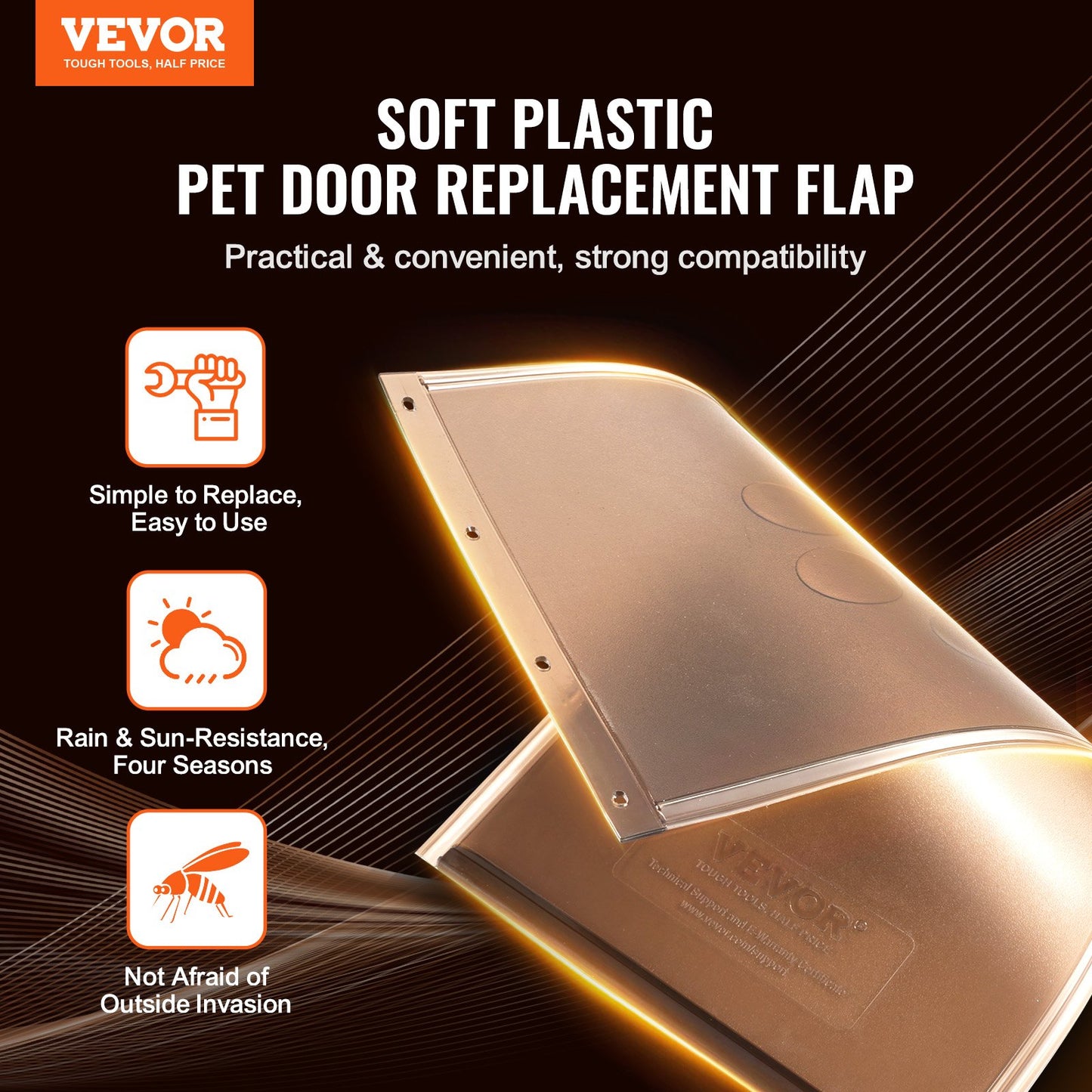 Pet Door Replacement Flap, Compatible With Flap Pet Doors, Measures 5.25" X 8.13" Longer Lasting, Weather-proof, Thickened PVC Dog Door Replacement Flap With Long Magnetic Strip (Small)